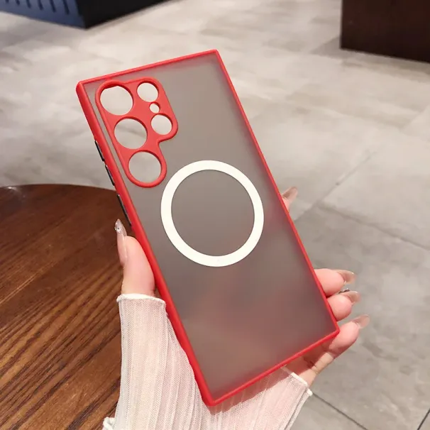 Magnetische Hautgefühl Hülle für Samsung S25 ULTRA S24 FE A06 A16 A26 A56 Drahtlose Ladeabdeckung_voghion.com