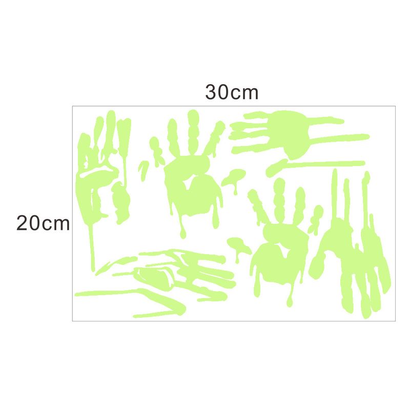 ​Glow In The Dark Halloween Bloody Handprint Wall Stickers - Self-Adhesive Fluorescent Decals For Windows, Glass, And Home Decor_voghion.com