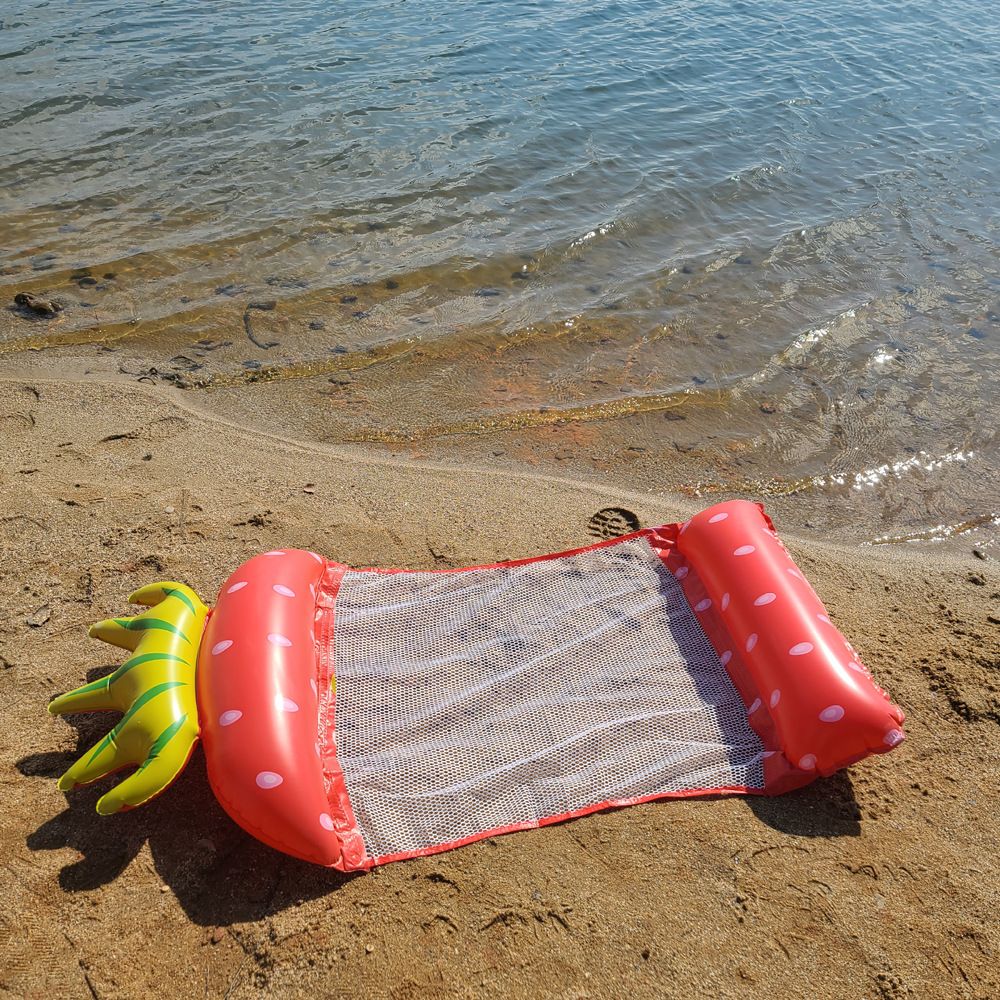 Pineapple Inflatable Floating Bed Foldable PVC Pool Float For Kids With Safety Net Tropical Fruit Series Water Hammock For Beach Backyard_voghion.com