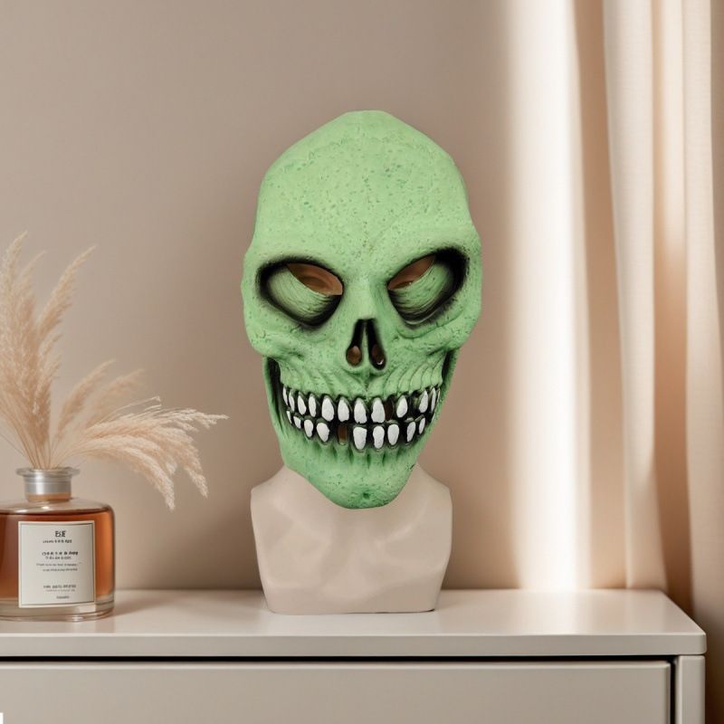 Maschera da teschio, cappuccio, spavento di Halloween, maschera spaventosa, casa stregata, travestimento, oggetti di scena, cosmetologia_voghion.com
