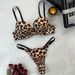 Completo intimo da donna con reggiseno e perizoma sexy con stampa leopardata, comodo set di biancheria intima arricciata_voghion.com