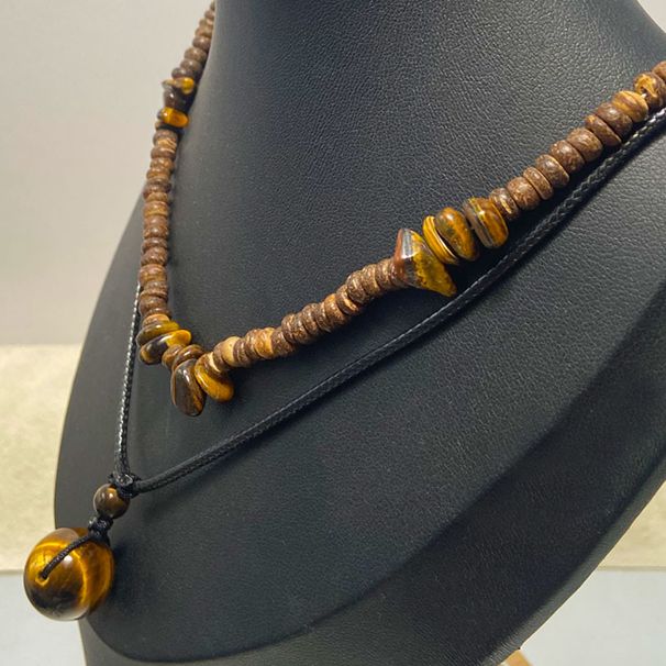 Cross-Border European And American Fashion Coconut Shell Turquoise Leather Wax Cord Necklace Set Hip-Hop Niche Layered_voghion.com