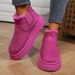 Women's Snow 2024 New Comfortable Thick Sole Fleece Lined Warm Lazy Slip-On Short For Women Shoes Student Cotton Boots_voghion.com