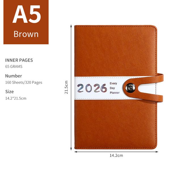 2026 Daily Planner - 365 Days Undated Schedule Notebook For Time Management, Productivity & Goal Tracking, PU Leather Cover, A5 Size_voghion.com