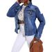 Women's Distressed Denim Jacket With Frayed Hem, Slim Fit Long Sleeve Vintage Coat, High Cotton Content (90%-95%) For Streetwear & Casual Style_voghion.com