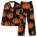 Individuelles Halloween-Pyjama-Set für Damen – Langarm-Button-Down-Oberteil und Lounge-Hose (atmungsaktives Polyester, leicht, XS-4XL, Heim- und Nachtwäsche)_voghion.com