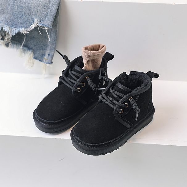 Little Black Horse – bottes de neige pour enfants, bottes d'hiver en coton pour bébé, en cuir véritable givré, pour garçons et filles_voghion.com