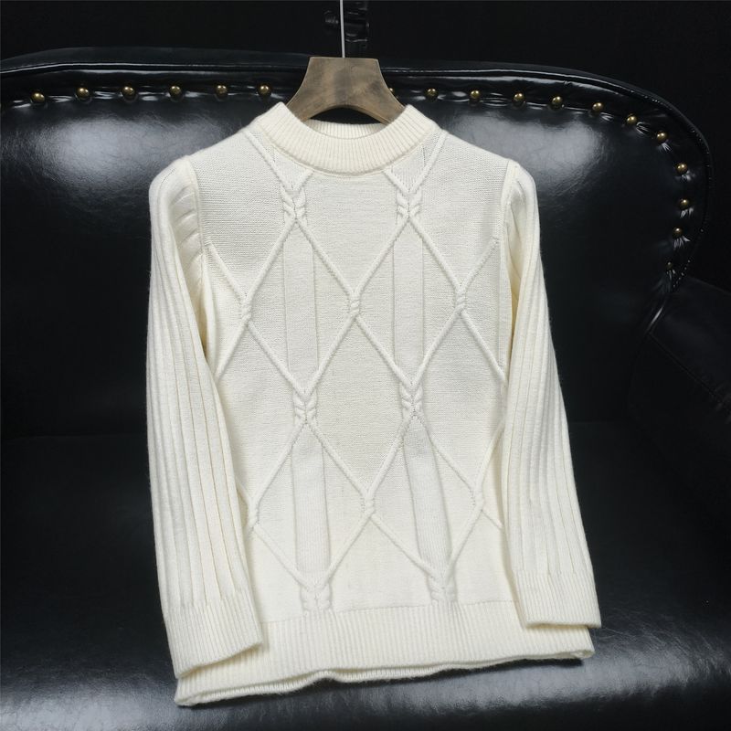 ​​Herren-Pullover mit grobem Zopfmuster – Übergroßer Winterpullover mit Rundhalsausschnitt, langen Ärmeln, trendigem Strukturdesign (Weiß/Schwarz/Khaki, Größen M-3XL)​​_voghion.com