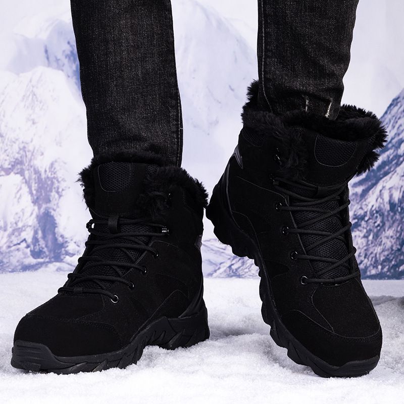Men's Plus Size 2025 Fall/Winter New Snow Boots, Thickened Warm Cotton-Lined Shoes, Low-Top Boots._voghion.com