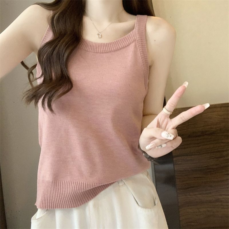 2024 new style, elegant and refined, slim fitting camisole vest, women's autumn look, slimming effect, inner sweater,_voghion.com