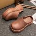 Super Popular Black Non Slip Height Enhancing Thick Soled Slippers For Women For Summer Outdoor Wear High Heeled Half Supported Closed Toe Slippers_voghion.com