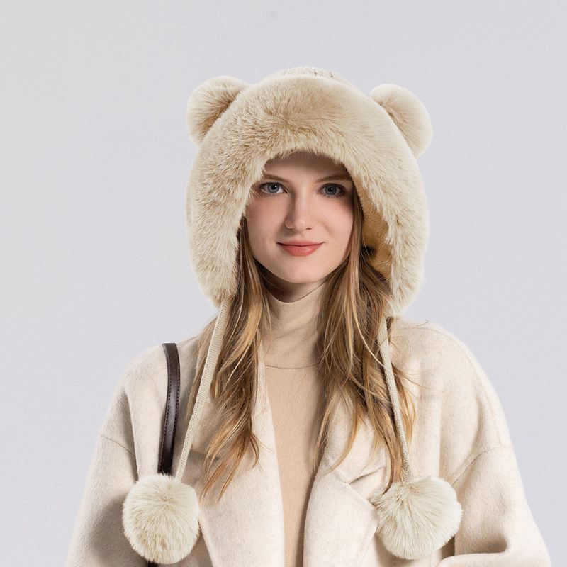 Unisex Winter hairball hat women's fleece warm earmuff hat headband knitted woolen hat_voghion.com