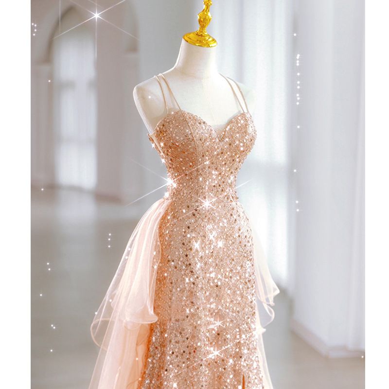New Suspender Sequin Sexy Party Dress Banquet Evening Dress_voghion.com