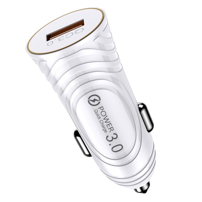 Car Mini USB Charger Adapter QC3.0 Quick Charging 3A LED Light Bullet Mobile Car Charger_voghion.com
