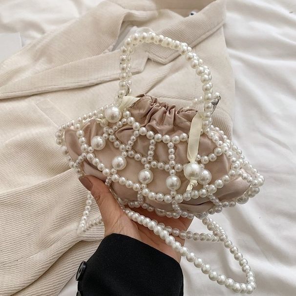 Knitting Children's Women's 2025 Summer New Mini Pearl Baby Girl Handbag Tote Small Bag Fashion Exquisite_voghion.com