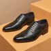 Euro Step Pointed Toe British Style Genuine Leather Business Formal Brogue Carved Men's Top Layer Cowhide Derby Shoes Casual_voghion.com