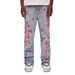 Men's Flared Jeans Retro 70s Style High Waist Wide Leg Denim Pants With Embroidered Plum Blossom Design - Light Blue_voghion.com