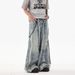 Herrenbekleidung Retro-Nische dekonstruierte Spleißen Haarrand Silhouette lockere weite Bein Wisch-Jeans für Herren_voghion.com