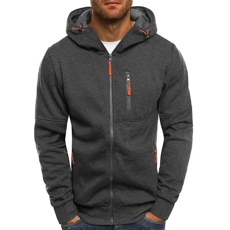 Herren Felpe con cappuccio Langarm Felpa Reißverschluss Design Kapuzenpullover Für Herrenbekleidung Sportbekleidung Slim Fit Freizeitjacke_voghion.com