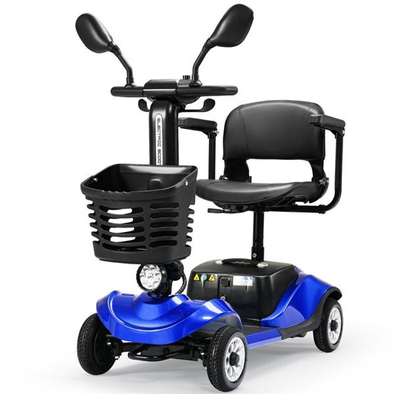 Foldable Electric Mobility Scooter With Light And Basket – Compact 4-Wheel Travel Wheelchair For Easy Mobility And Perfect Christmas Gift_voghion.com