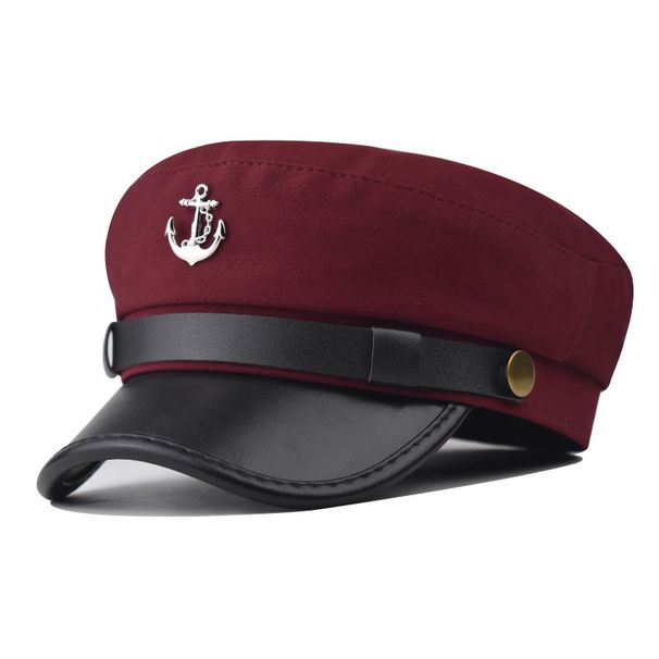 Militärhut mit Ankermotiv, vielseitige Baskenmütze mit Persönlichkeit, dünner britischer Modehut für Damen im Frühling_voghion.com