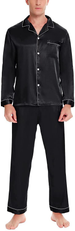 Men satin Silk Pama Set Sleepwear long sleeve Pjs suit top pants 2 pcs set_voghion.com