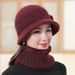 Women's Winter Knit Beret Hat With Rabbit Fur & Scarf Set - Soft Warm Fleece Lined Beanie For Cold Weather, (Grey/Beige/Burgundy/Purple)_voghion.com