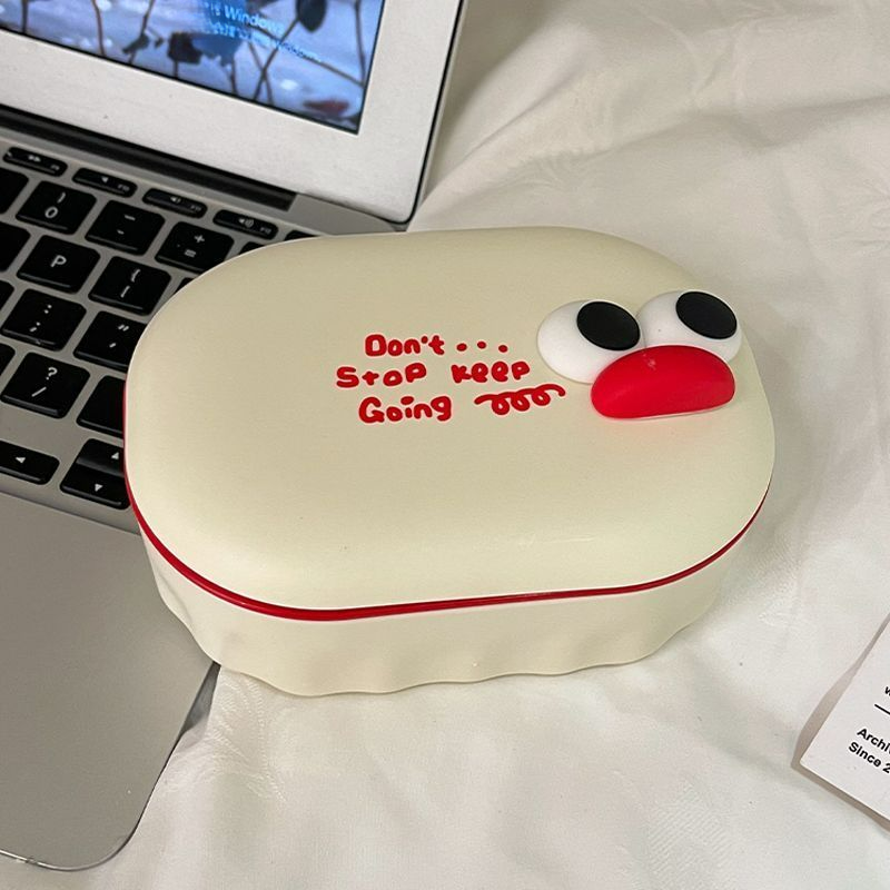 Cute Dish 2024 New Model For Student Dormitory Bathroom Portable Double Layer Draining Soap Holder With Lid_voghion.com