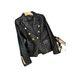 Women's Clothing Black short shoulder pads small casual suit leather jacket suit jacket female pu leather jacket female jacket _voghion.com