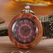 Vintage Wooden Pocket Watch With Dual-Loop Chain - Unisex Quartz Timepiece In Natural Wood Finish (45mm Case, Alloy Strap, Multiple Color Options)_voghion.com