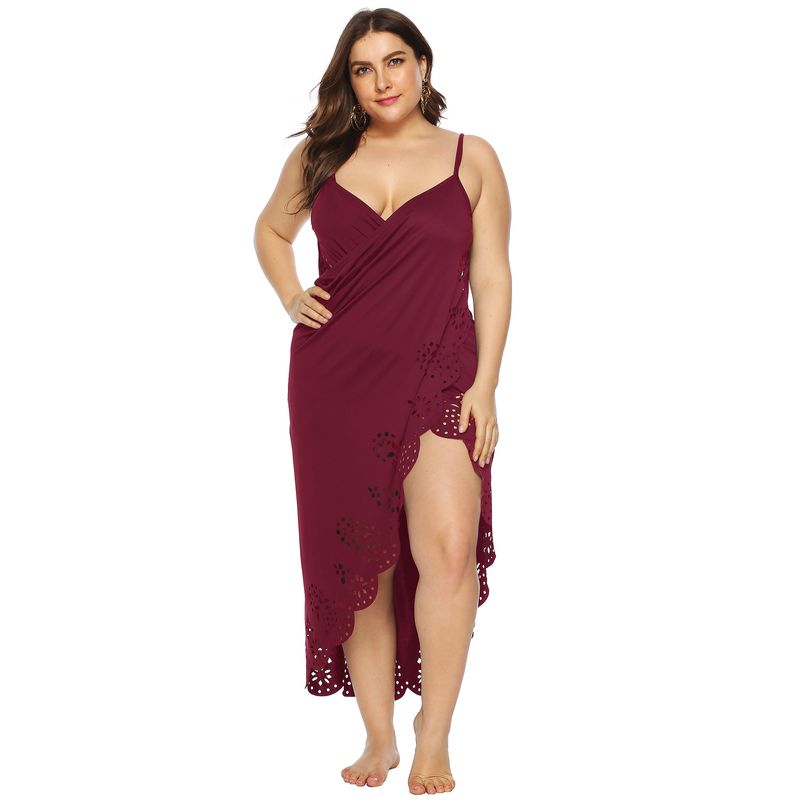 Copricostume da spiaggia oversize con spalline irregolari, motivo a rilievo e trafori, da donna, 6153_voghion.com