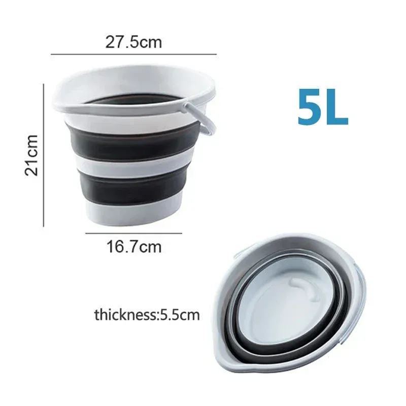 5/10/15L Portable Folding Bucket For Washing Outdoor Foldable Basin Silicone Water Bucket Camping Space Saving Car Wash Buckets_voghion.com
