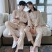 Spring, Summer, And Autumn Couple Pajamas | Ice Silk Long Sleeved Pants, Fashionable Casual Home Suit Set--Checkered Silver Gray Style_voghion.com