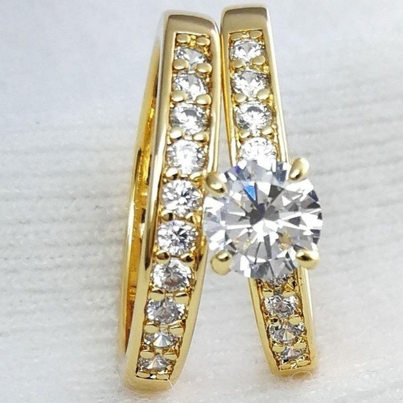 Ahappy 6mm Band Width Gold Color Women Fashion Engagement Rings For Women_voghion.com