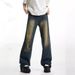 American retro drape denim jeans, men's hip-hop loose edge floor mop pants, street hip-hop design sense_voghion.com