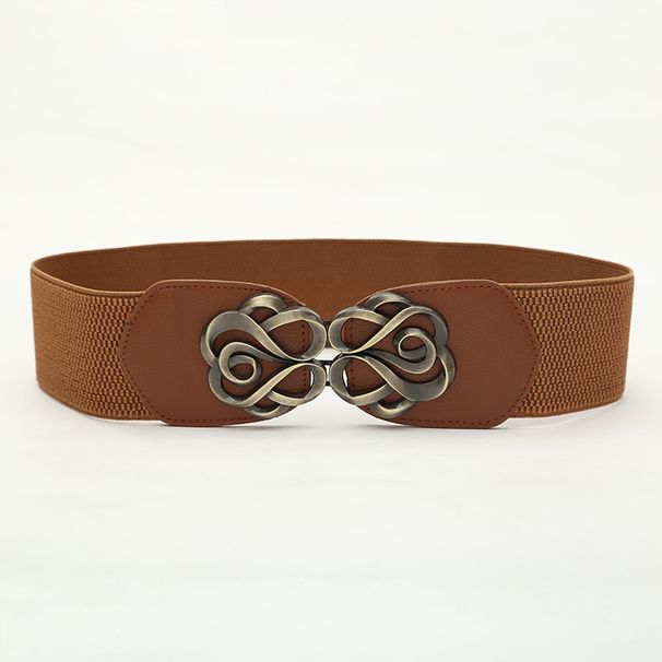 Mode européenne et n rétro rose à bouton version large de la taille élastique vers le bas robe dame ceinture_voghion.com