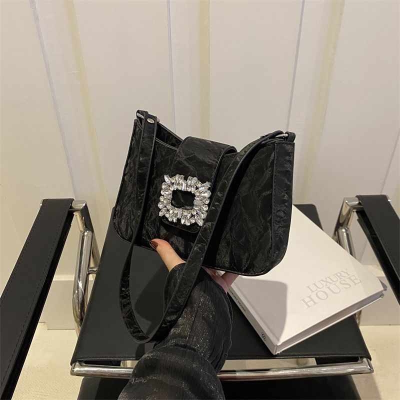 Bolsas femininas da moda retrô bolsa de um ombro axila Xiaohongshu transmissão ao vivo popular método de configuração de diamante stick nicho_voghion.com