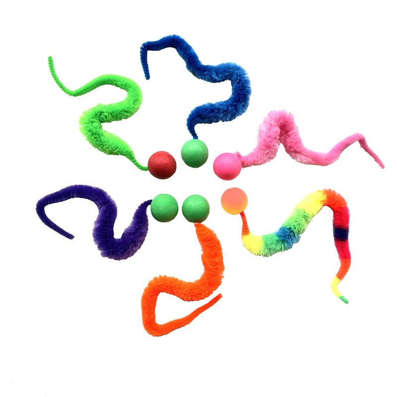 Jouet pour chat en forme de chenille élastique colorée et réaliste pour soulager l'ennui_voghion.com