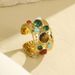 Single Rings Court Style Multi Gemstone Open Ring Retro Medieval Niche Design Stainless Steel Does Not Fade_voghion.com