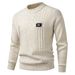Men's Relaxed Fit Knit Sweater – Autumn Casual Pullover With Embroidered Badge & Ribbed Hem– Breathable Rabbit Wool Blend For Urban Layering (M-XXXL)_voghion.com