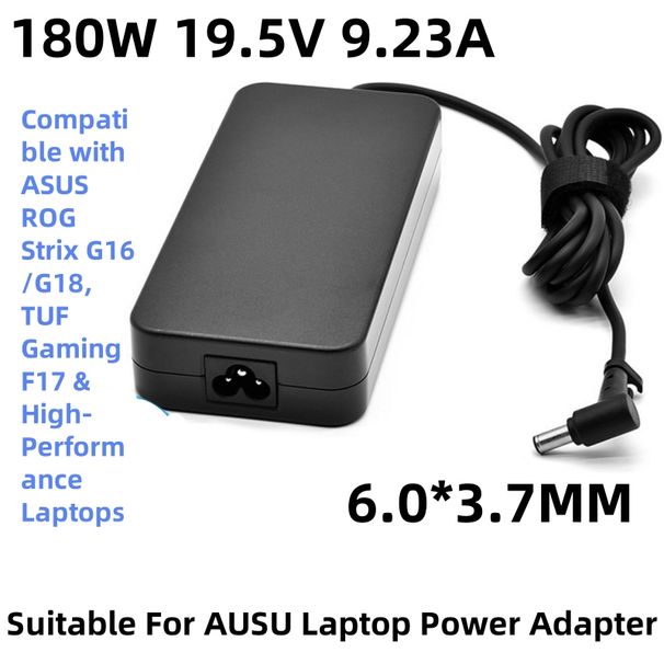 180W Power Adapter Suitable For ASUS Laptops 19.5V 9.23A Charger With 6.0x3.7mm, Compatible With ASUS ROG Strix G16/G18, TUF Gaming F17_voghion.com