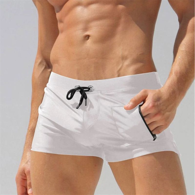 Men's Clothing New Side Pocket Men's Swimming Trunks Boxer Quick Drying Beach Trunks Swimming Trunks Men Vertical Pocket Swimming_voghion.com