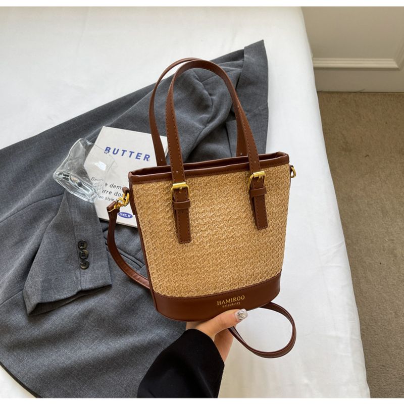 Borse da donna, piccola borsa tote in paglia intrecciata, borsa da ascella da donna, design Advanced Sense, borsa a secchiello monospalla_voghion.com