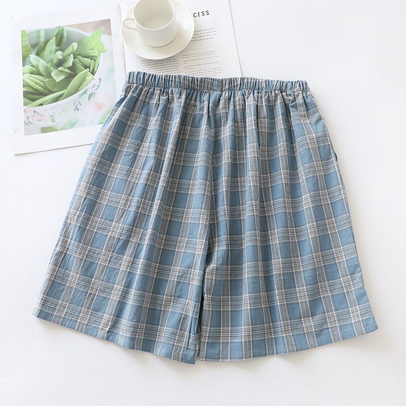 Cotton Plaid Men's Shorts And Sleeping Pants | Spring, Summer, And Autumn Thin Loose Five Quarter Home Pants_voghion.com