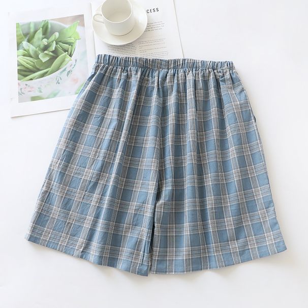 Cotton Plaid Men's Shorts And Sleeping Pants | Spring, Summer, And Autumn Thin Loose Five Quarter Home Pants_voghion.com