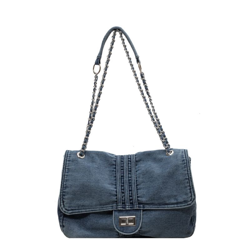 Sacs pour femmes, sac fourre-tout rétro décontracté en jean, nouvelle collection automne, grande capacité, chaîne, sac messager à bandoulière haut de gamme_voghion.com