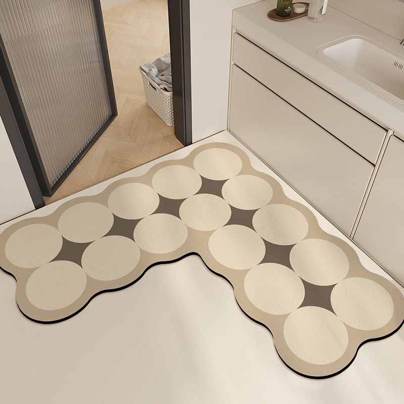 Modern L-Shaped Diatomite Bath Mat – Quick-Dry Non-Slip Corner Rug With Geometric Print For Bathroom & Shower_voghion.com