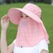 UV Protection Tea Picking Cycling Women's Face Covering Breathable Wide Brim Summer Mask Versatile Cool Sun Hat Travel_voghion.com