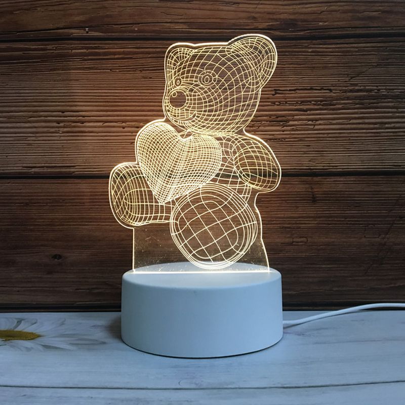 Lampada da notte creativa 3D Lampada da tavolo in acrilico Lampada da atmosfera Lampada da tavolo a forma di animale regalo di Natale_voghion.com