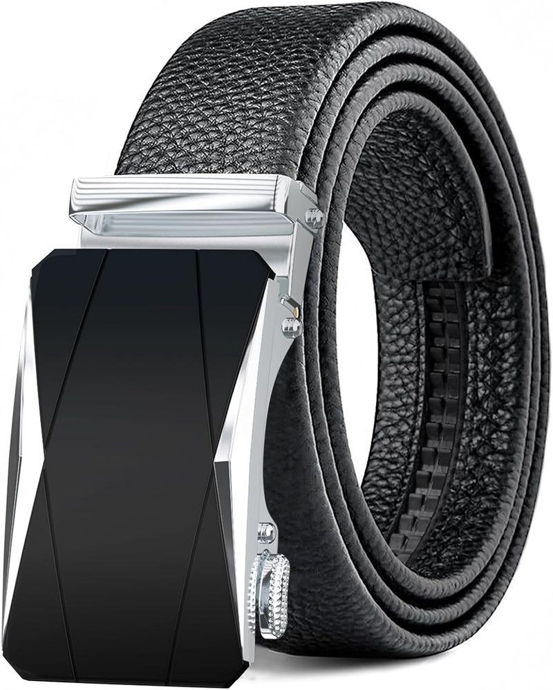 Herrengürtel, Ledergürtel mit Ratsche und verstellbarem Schiebegürtel, bequem zuzuschneiden, für Freizeitjeans_voghion.com